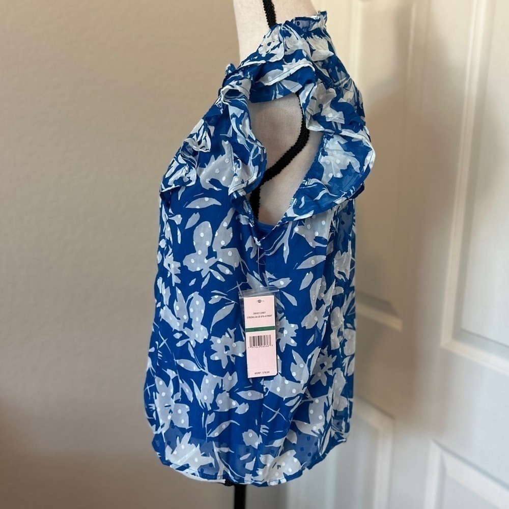 Nanette Lepore Floral Blouse 2 Piece Strong Blue Size L Polyester - Picture 2 of 14